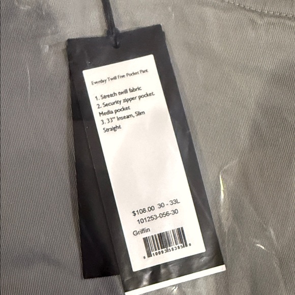 NEW Rhone Mens Griffin Everyday Twill Pants 30x33 - Picture 2 of 2